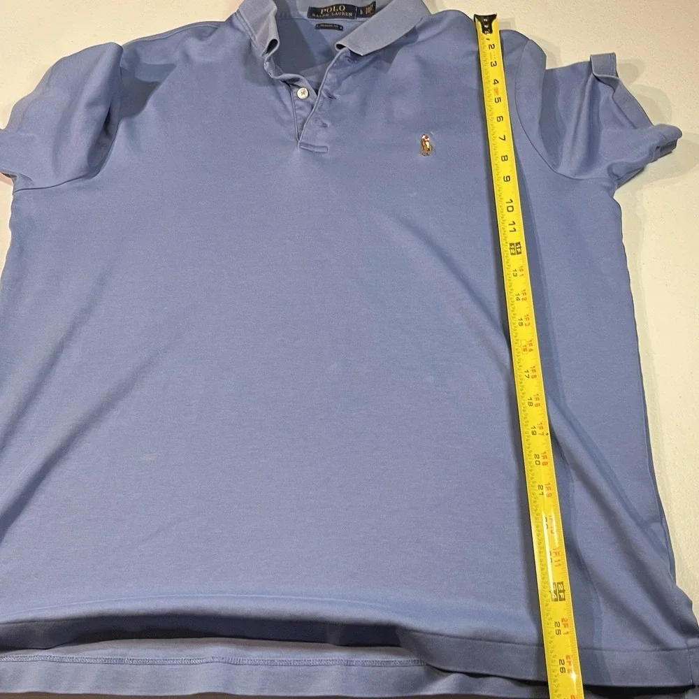 POLO RALPH LAUREN MEN'S CLASSIC FIT SHORT SLEEVE Polo Sz L 100% COTTON BLUE Read